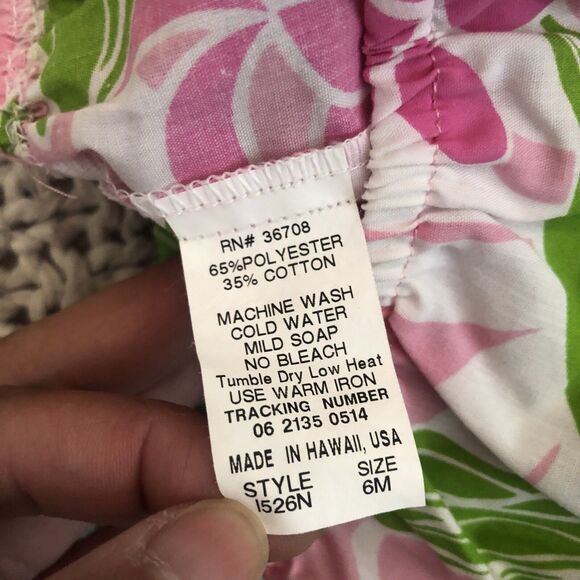 ALOHA Hawaiian Floral 6 Months Baby Set Island USA Tropical pink green white - Picture 4 of 8